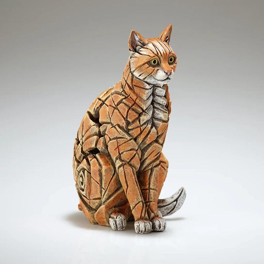 Miniature Ginger Sitting Cat Sculpture